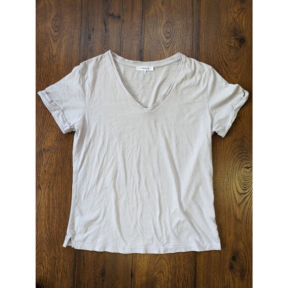 Frame V Neck Rolled Sleeve Short Sleeve M - Picture 3 of 6